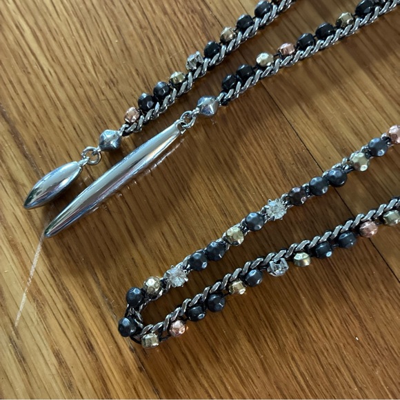 Stella & Dot The Versatile Zoe Silver Beaded Lariat Necklace  42” - Picture 5 of 5